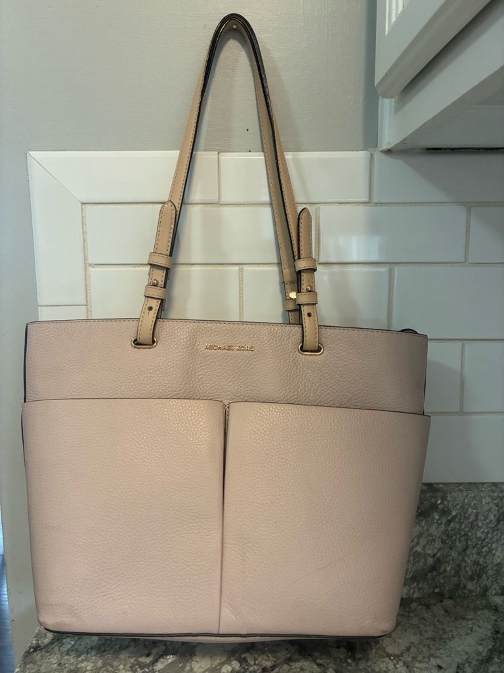 Michael Kors Pebbled Shoulder Bag in Light Blush Pink